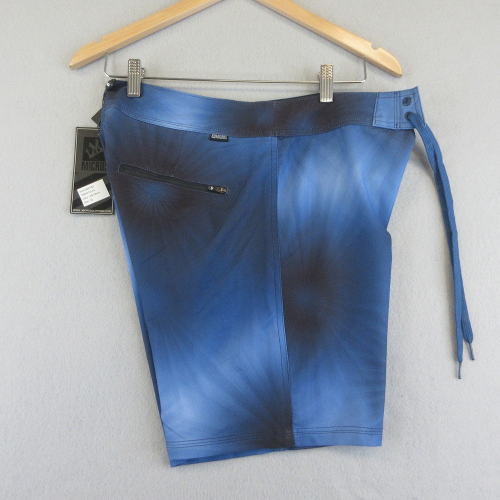 Micros Board Shorts Mens 30 NWT Blue Tie Dye 4-Way Stretch Pockets Surf Swim - Picture 10 of 12